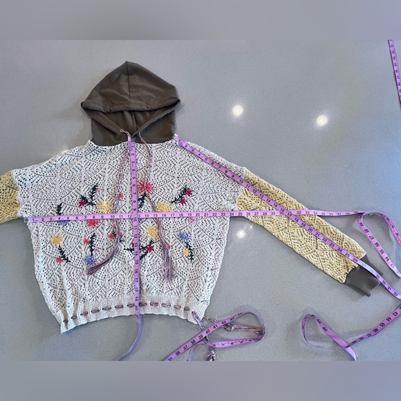 BellanBlue Crochet Detail Hoodie Floral Braided Rope Tassels at waist & neck - Picture 7 of 14